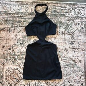 H:Ours Black Mini Dress With Side Cut Outs- S